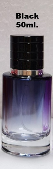 Black Perfume Cologne Sprayers, Round Refillable Bottles, 1.7-oz. (50ml) with Fine Mist Silver Screw-On Sprayers, Made of Heavy Base Glass