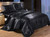 7-Piece King/Queen Black & Silver Satin Duvet Comforter Cover Bedding Set with Roses