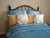 7-Piece King/Queen Light Blue & Yellow Gold Satin Duvet Comforter Cover Bedding Set with Seashells