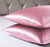 7-Piece King/Queen Silver & Pink Satin Duvet Comforter Cover Bedding Set with Tower