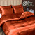 7-Piece King/Queen Burnt Orange & Sage Green Satin Duvet Comforter Cover Bedding Set Thanksgiving Pumpkins