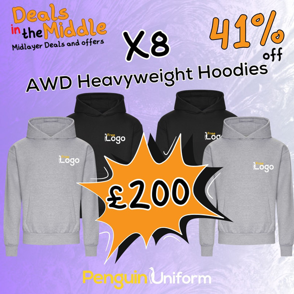 Midlayer Deals - 8x AWDis Heavyweight Hoodie