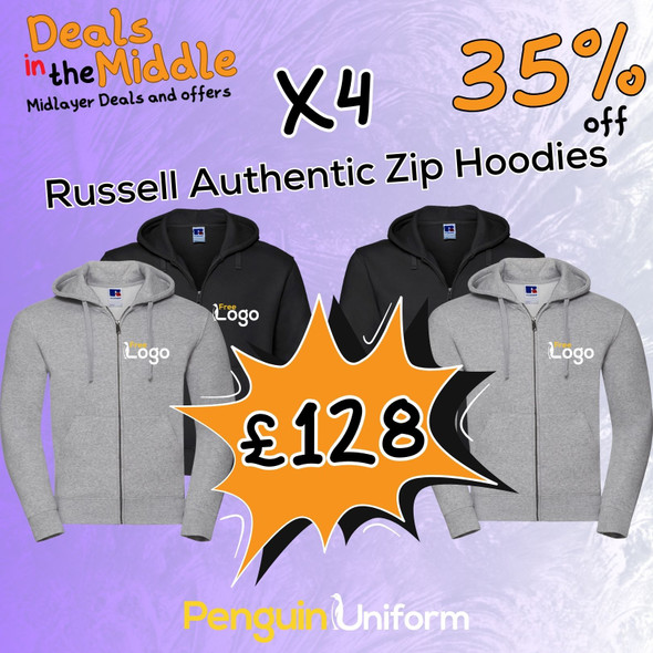 Midlayer Deals - 4x Russell Authentic Zip Hoodies