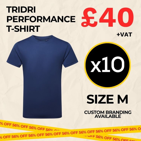 Clearance x10 Navy TriDri® Performance T-Shirts (Size M)
