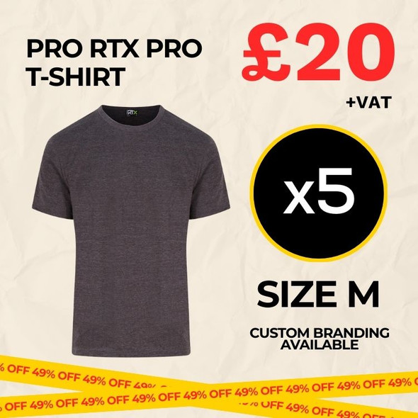 Clearance x5 Charcoal Pro RTX T-Shirts (Size M)
