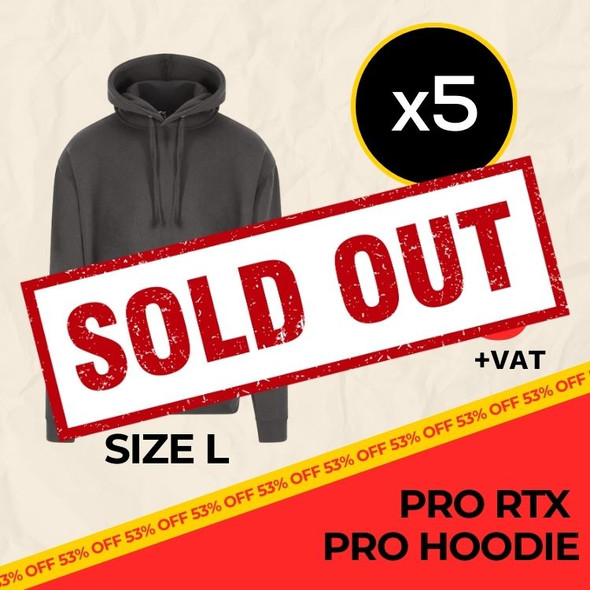 Clearance x5 Charcoal Pro RTX Hoodies (Size L) SOLD OUT