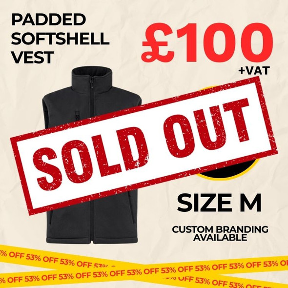 Clearance x4 Black Padded Softshell Vest (Size M)