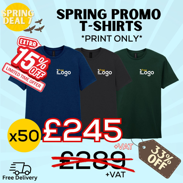 Spring Deals - Promo T-Shirts x50 - 15% Off