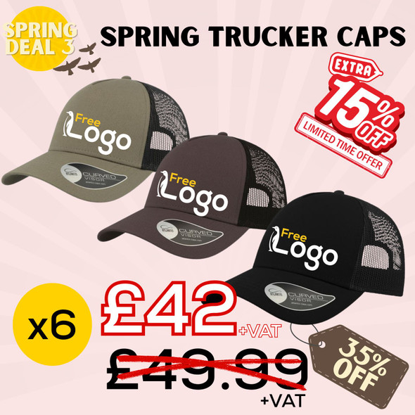 Spring Deals - Trucker Caps x6 - 15% Off
