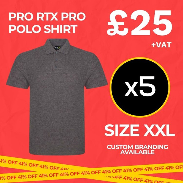 Clearance x5 Charcoal Pro RTX Polo Shirts (Size XXL)
