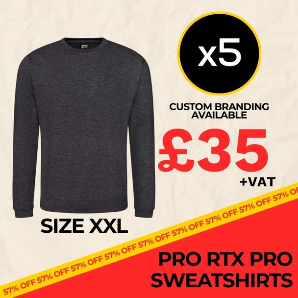 Clearance x5 Charcoal Pro RTX Sweatshirts (Size XXL)