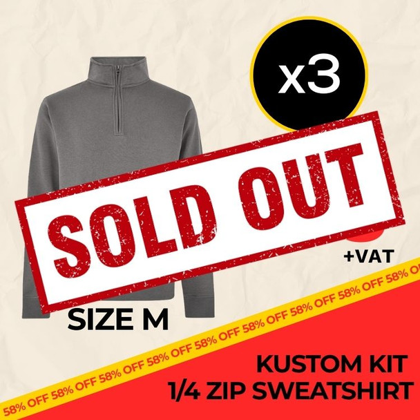 Clearance x3 Dark Grey Kustom Kit 1/4 Zips (Size M) Sold Out