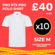 Clearance x10 White Pro RTX Polo Shirts (Size M)
