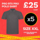 Clearance x5 Charcoal Pro RTX Polo Shirts (Size XXL)