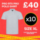 Clearance x10 Heather Grey Pro RTX Polo Shirts (Size XL)