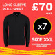 Clearance x7 Black Kustom Kit L/S Piqué Polo Shirts (Size XXL)