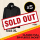 Clearance x5 Black Classic Full Zip Fleece (Size XL) SOLD OUT
