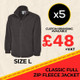 Clearance x5 Charcoal Classic Full Zip Fleece (Size L)