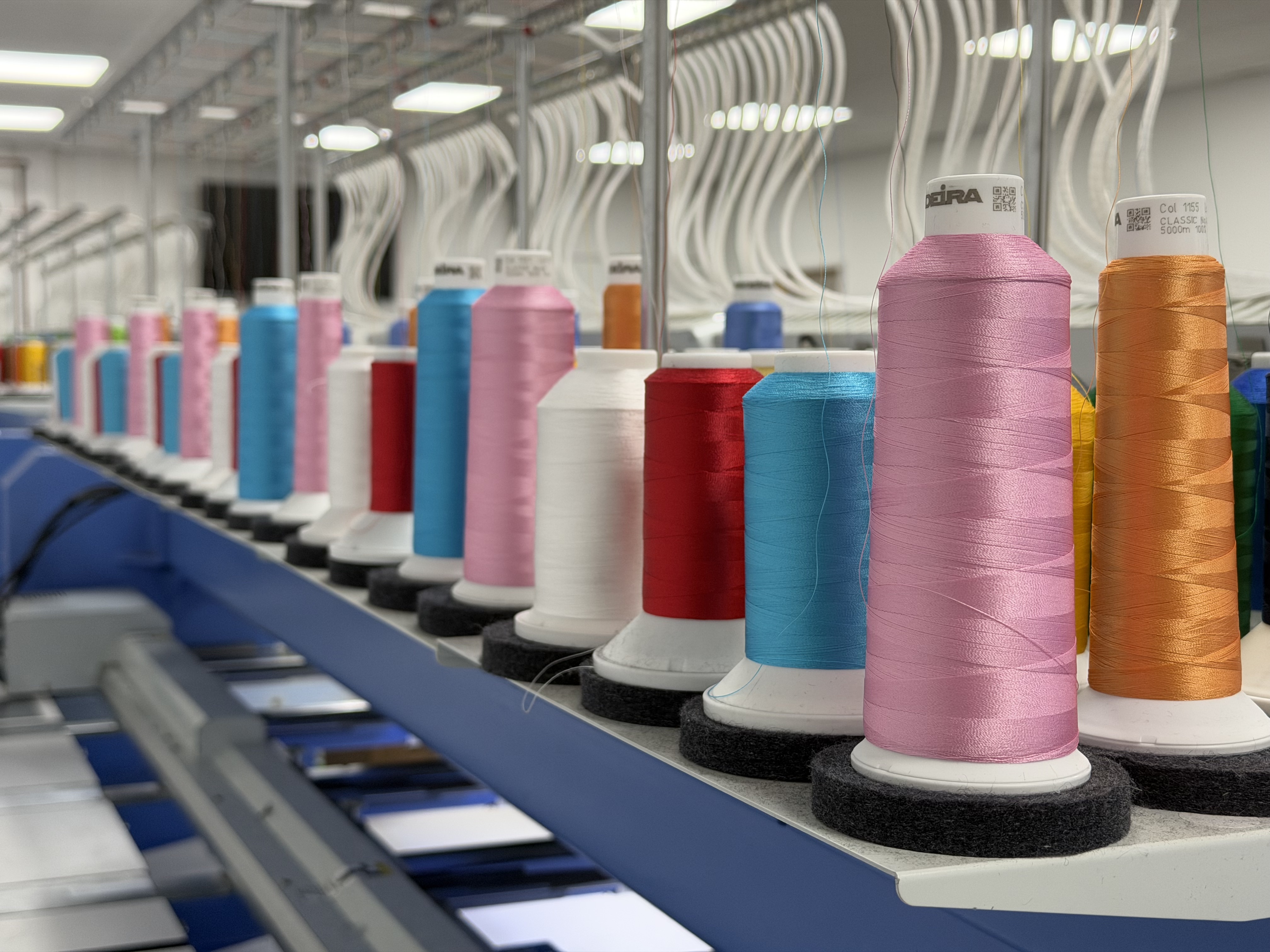 Embroidery threads used for logo embroidery on workwear