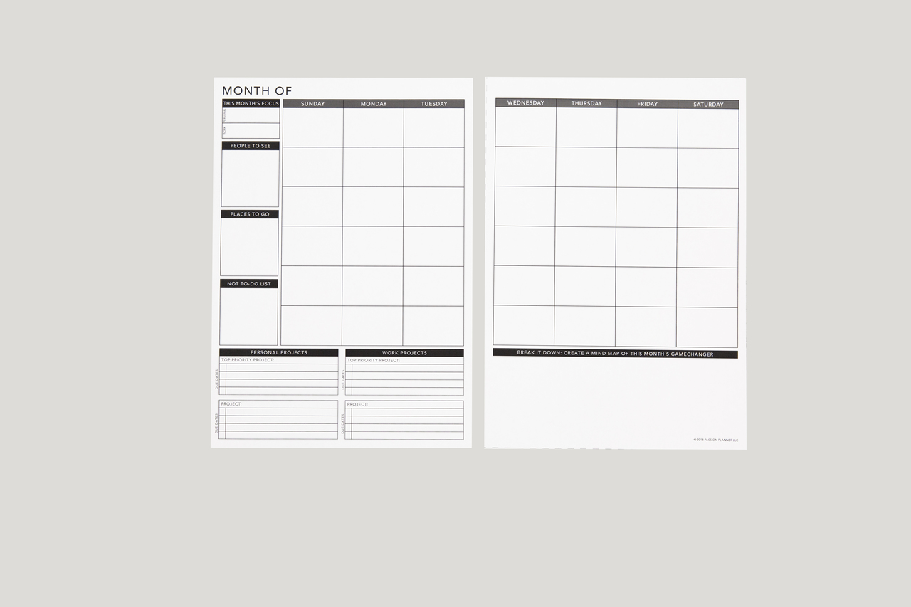 free printable undated monthly planner passion planner