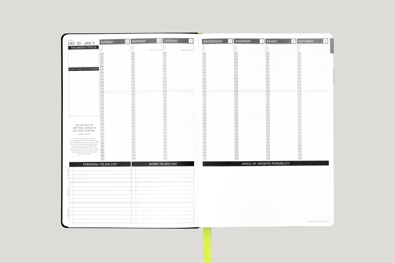 2019 dated planners elite black passion planner weekly planner 2019