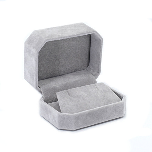 Suede Double Ring Box with Matching Suede Interior