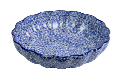 Frilled Dish (large) (Blue Doodle)