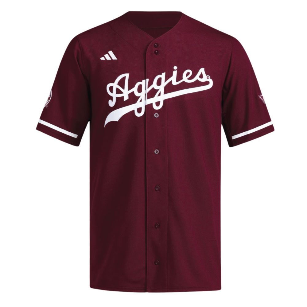 Adidas Aggie Baseball Jersey - Maroon Retro Full Button - Maroon U