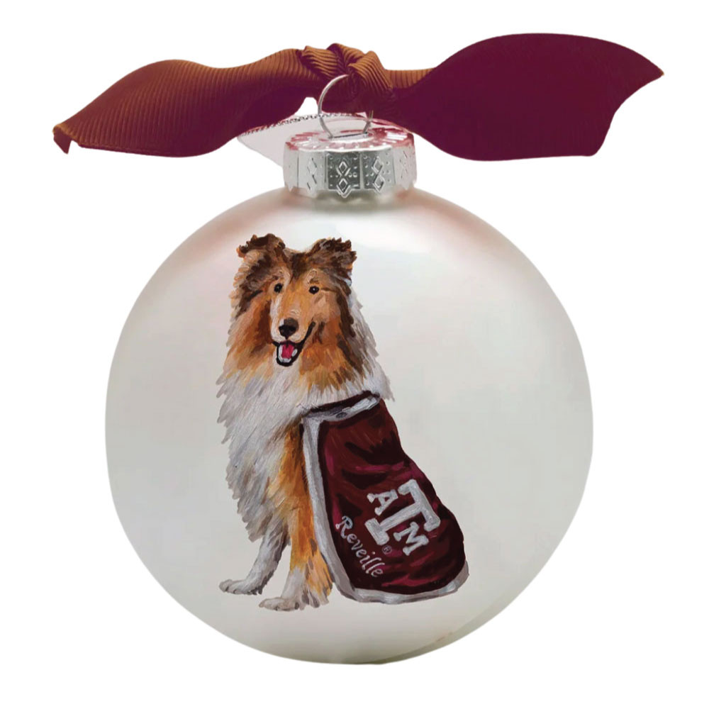 Valiant Gifts Reveille Glass Ball Ornament - Maroon U