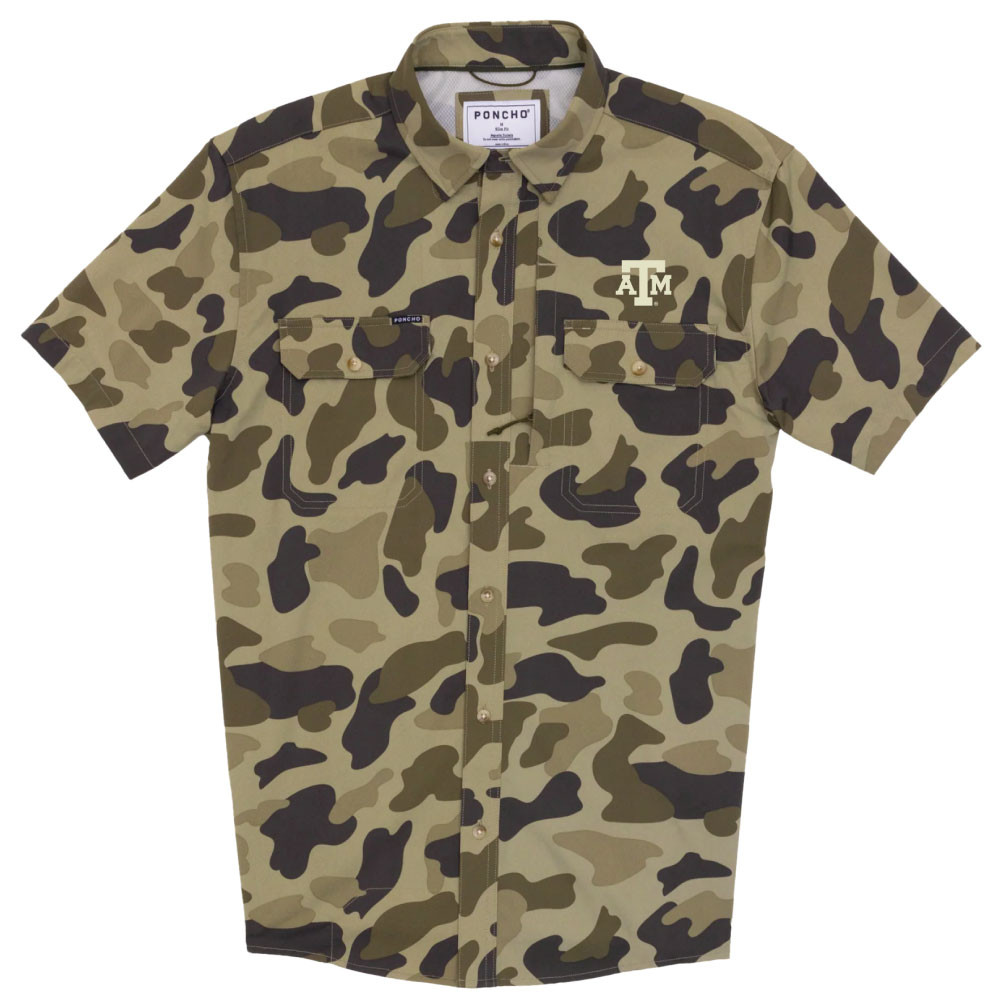Poncho Cuernavaca Camo Short Sleeve Shirt - Maroon U