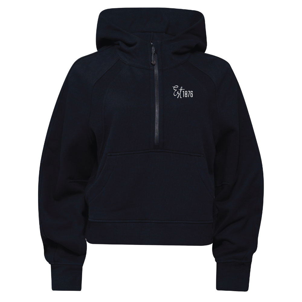 lululemon Black Scuba 1/2 Zip Hoodie - Established 1876 Script