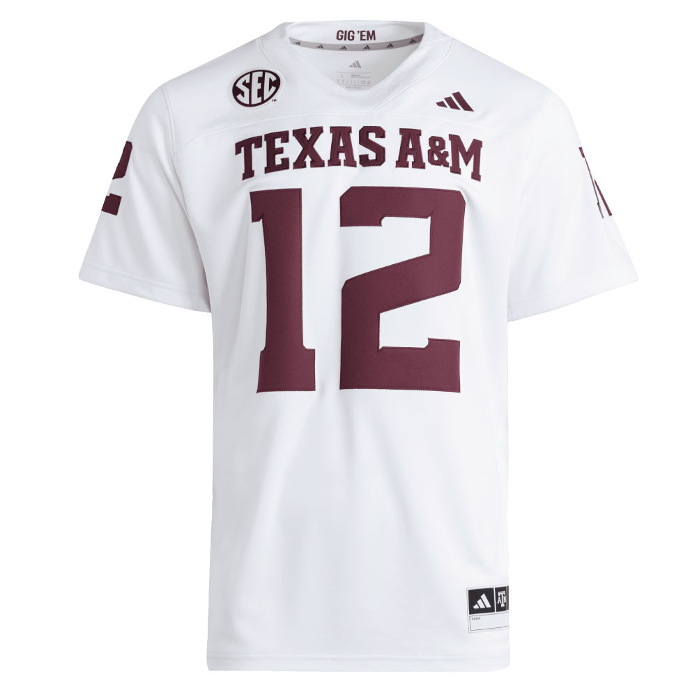アディダス テキサスA＆M大学 アメフト ユニフォーム Adidas Premier Jersey - White - Maroon U