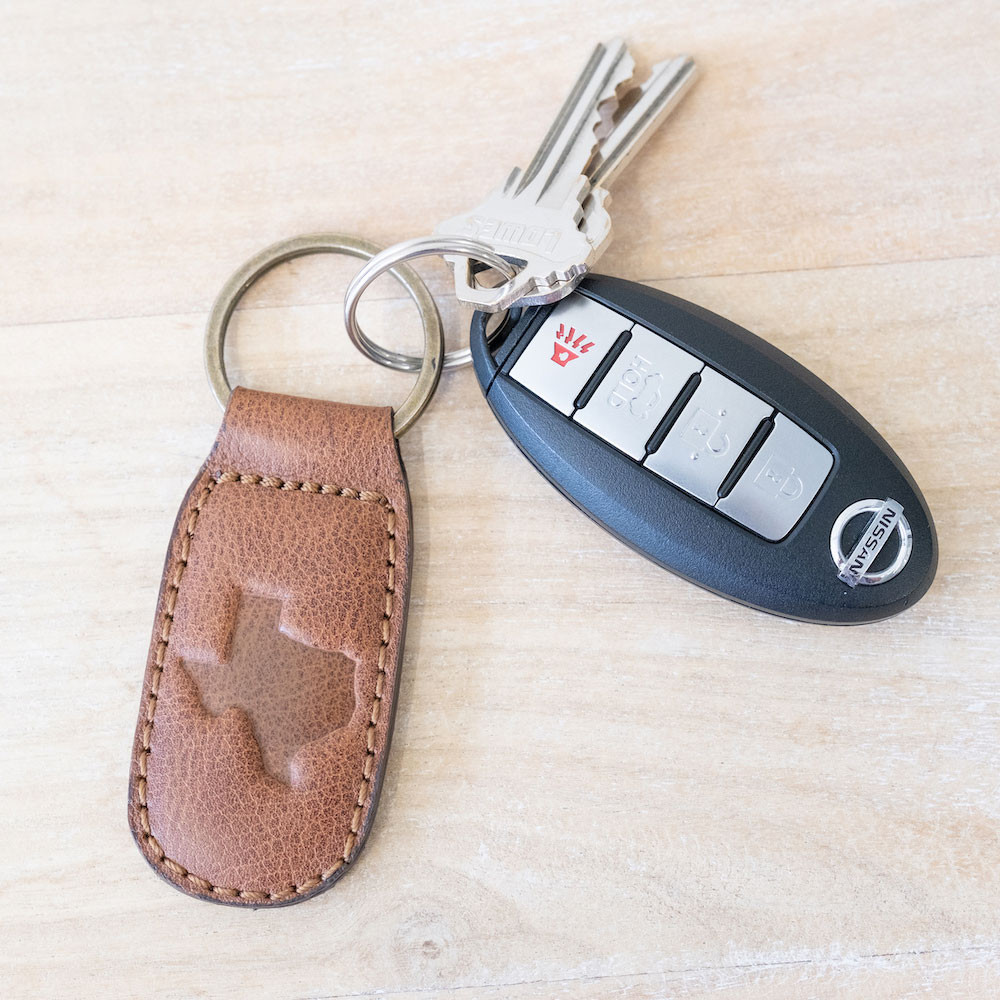 Texas Leather Embossed Keychain Maroon U