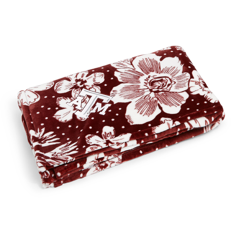 Vera Bradley Rain Garden Maroon and White Plush XL Throw Blanket Maroon U
