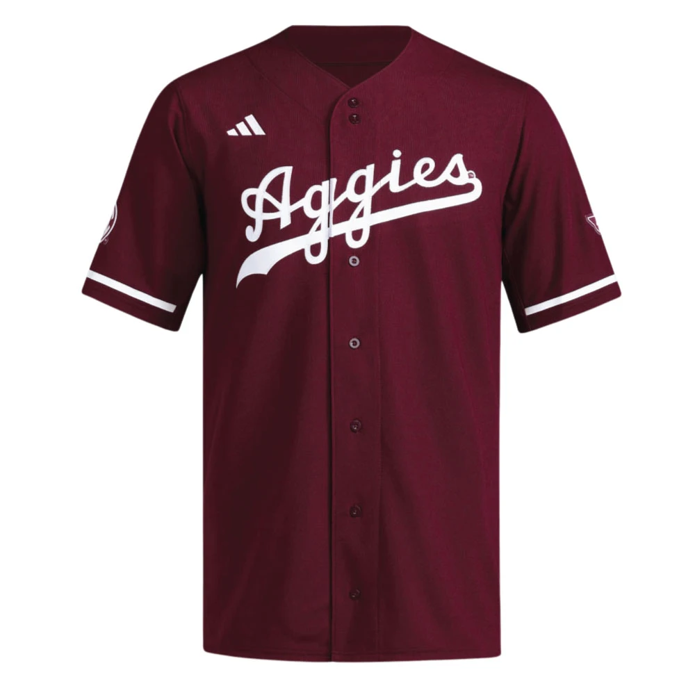 Adidas Aggie Baseball Jersey - Maroon Retro Full Button - Maroon U