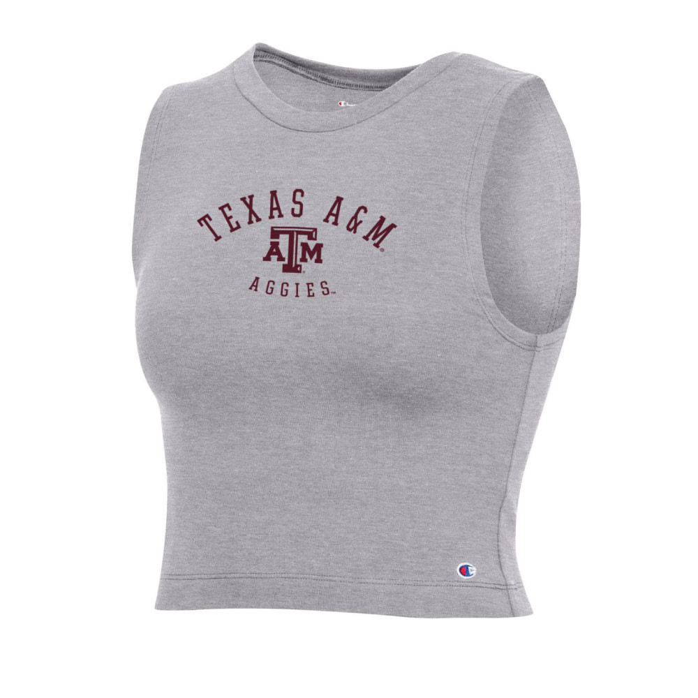 Champion Women's Oxford Gray Crop Tank Top Maroon U