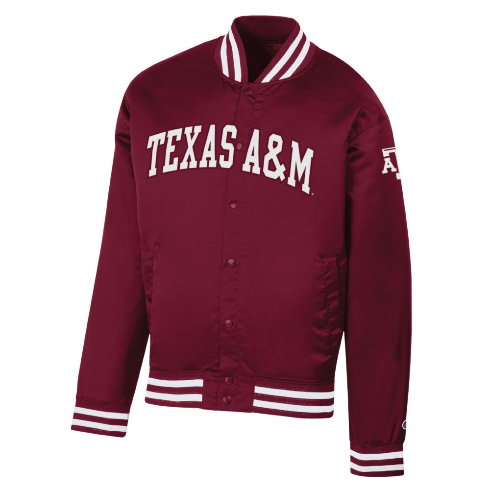 Champion Maroon Satin Bomber Jacket - Maroon U