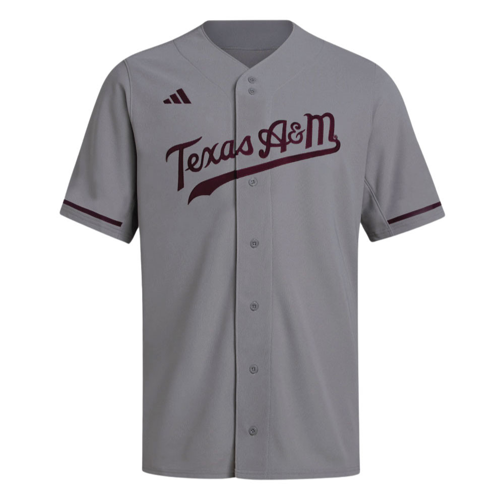 Adidas Texas A&M Script Grey Baseball Jersey Adidas Texas A&M Script Grey Baseball Jersey