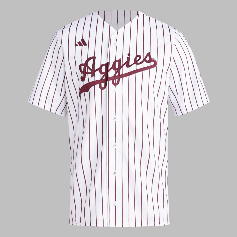 Adidas Replica White Script Aggies Pinstripe Jersey - Maroon U