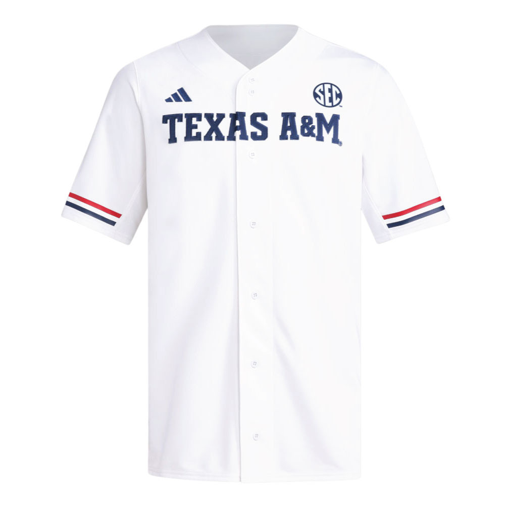 Adidas Texas A&M Red, White and Blue Baseball Jersey - Maroon U