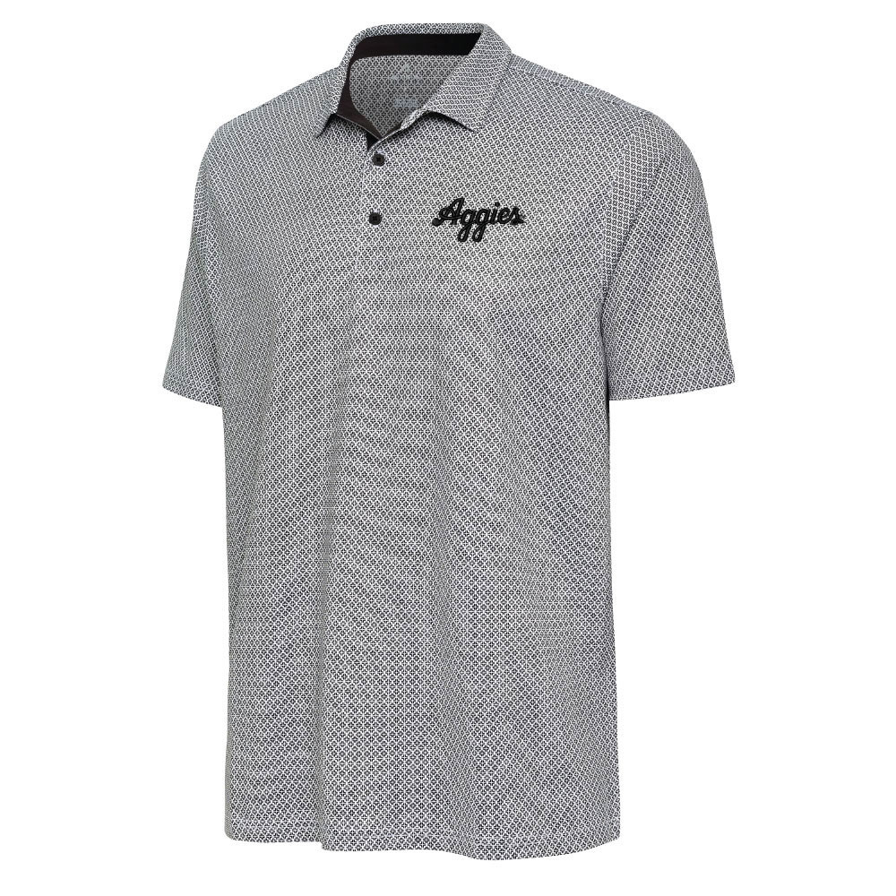 ANTQUA GOLF 半袖シャツ グレー ホワイト　M/L Antigua Men's Black & White Intersect Polo - Maroon U