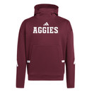 Adidas Texas A&M Aggies maroon hoodie with front pocket and hood