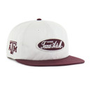 ‘47 Brand Texas A&M Aggies white and maroon snapback hat with Texas A&M script patch