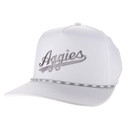 Legacy Texas A&M Aggies white cap with script Aggies lettering and rope detail on brim