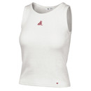 ’47 Brand Texas A&M Aggies white ribbed tank top featuring small embroidered Reveille graphic on the chest