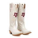 Gameday Boots Texas A&M Aggies white western boots with maroon logo and stitching detail