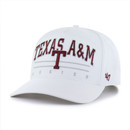 ’47 Brand Texas A&M Aggies white cap with embroidered Texas A&M lettering and curved brim