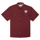Poncho Outdoors Texas A&M Aggies maroon short sleeve button down shirt with chest pockets and embroidered logo
