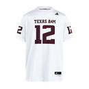 Adidas Texas A&M Aggies 2024 white jersey with number 12 and Texas A&M text on front.