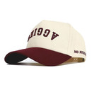 No Rivals Texas A&M Aggies cream and maroon adjustable hat featuring bold Aggies lettering on the front and No Rivals branding on the side